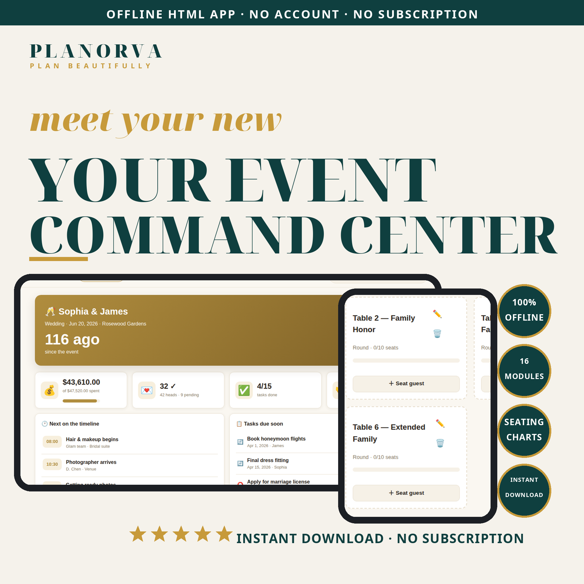 Wedding & Event Organizer — 16 Planning Modules in One Offline HTML File