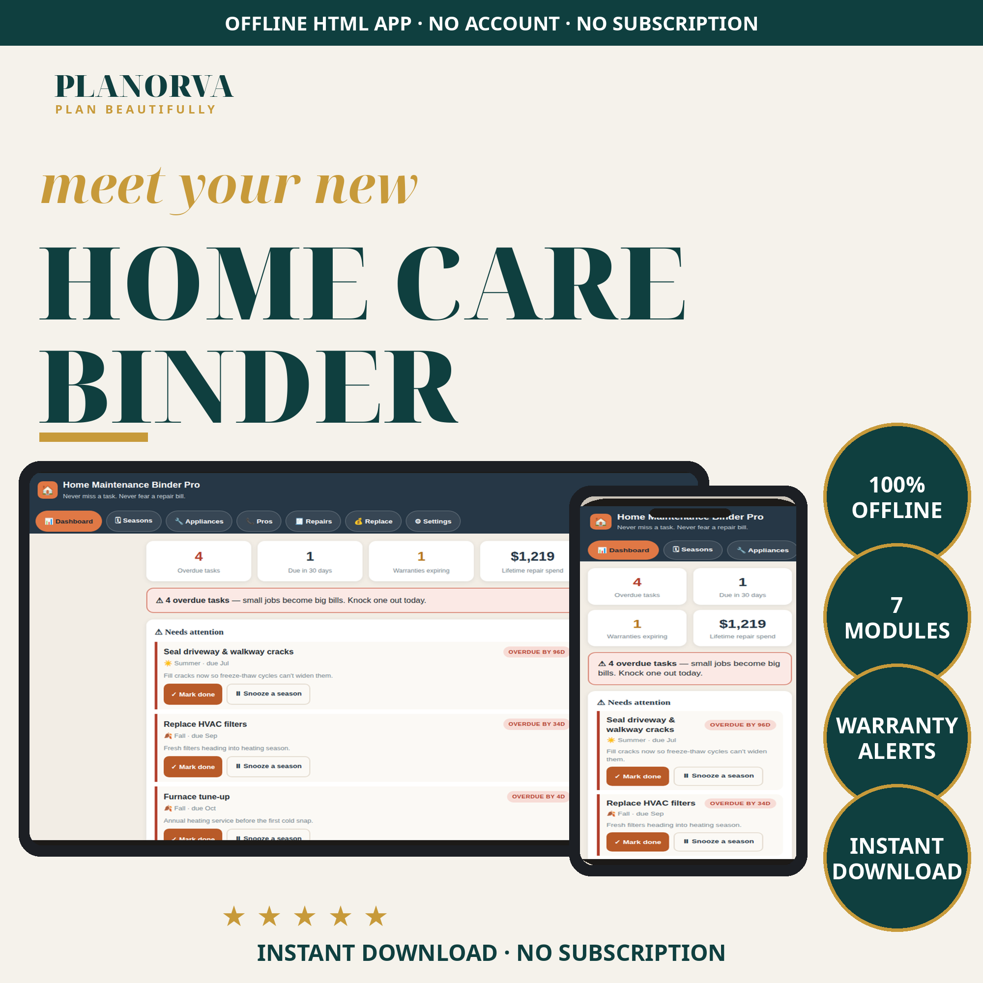 Home Maintenance Planner & Repair Log: Seasonal Tasks, Appliance Records and Warranty Alerts