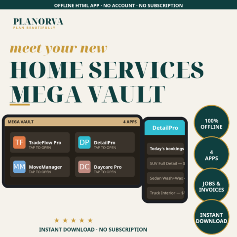 Four Home Service Business Apps in One Bundle: HVAC, Auto Detailing, Moving & Daycare