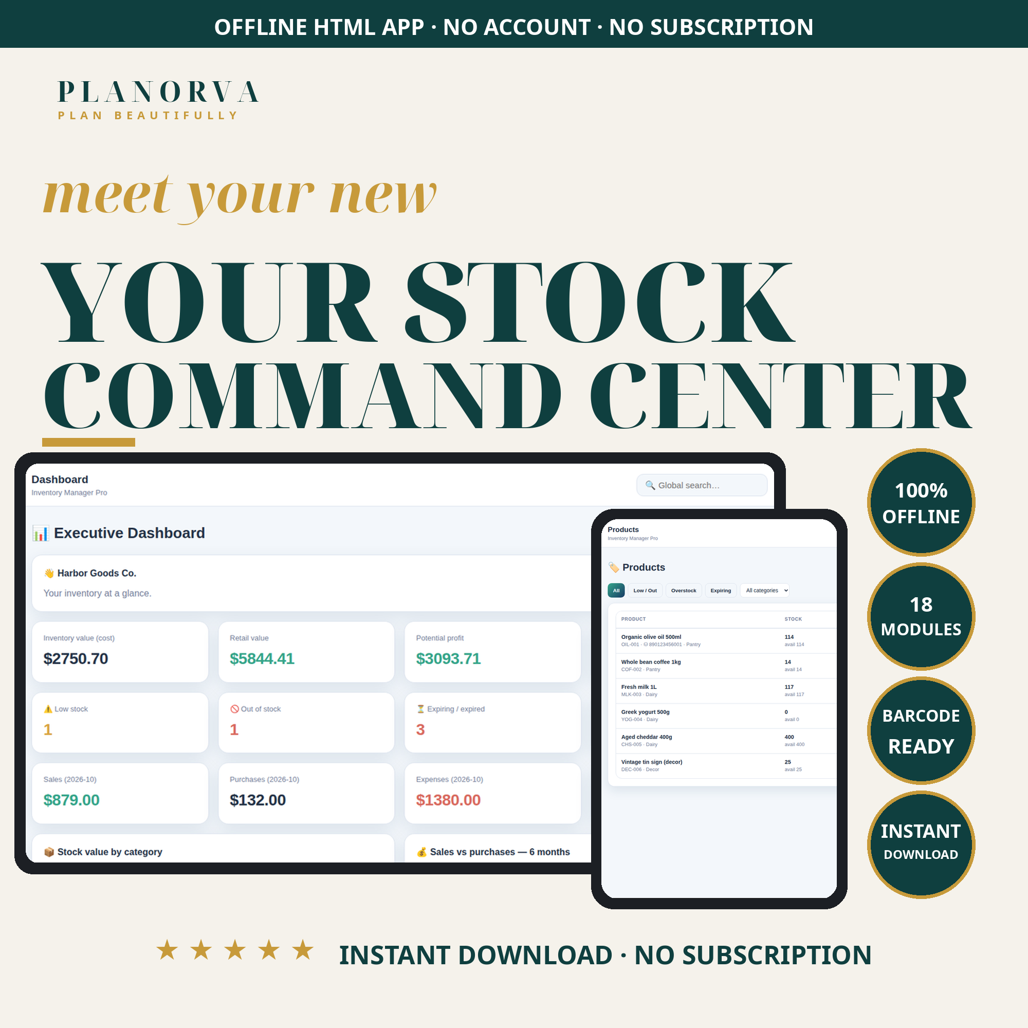 Stock & Inventory Tracker — Offline Inventory Software with Purchasing and Profit Reports