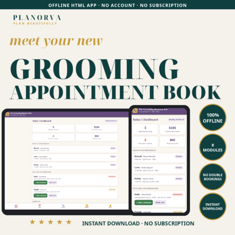 Pet Grooming Appointment Book & Client Tracker for Dog Groomers