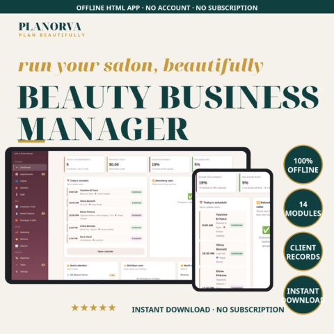 Beauty Business Manager — Client Records, Staff Rotas, Invoices and Rebooking Reminders