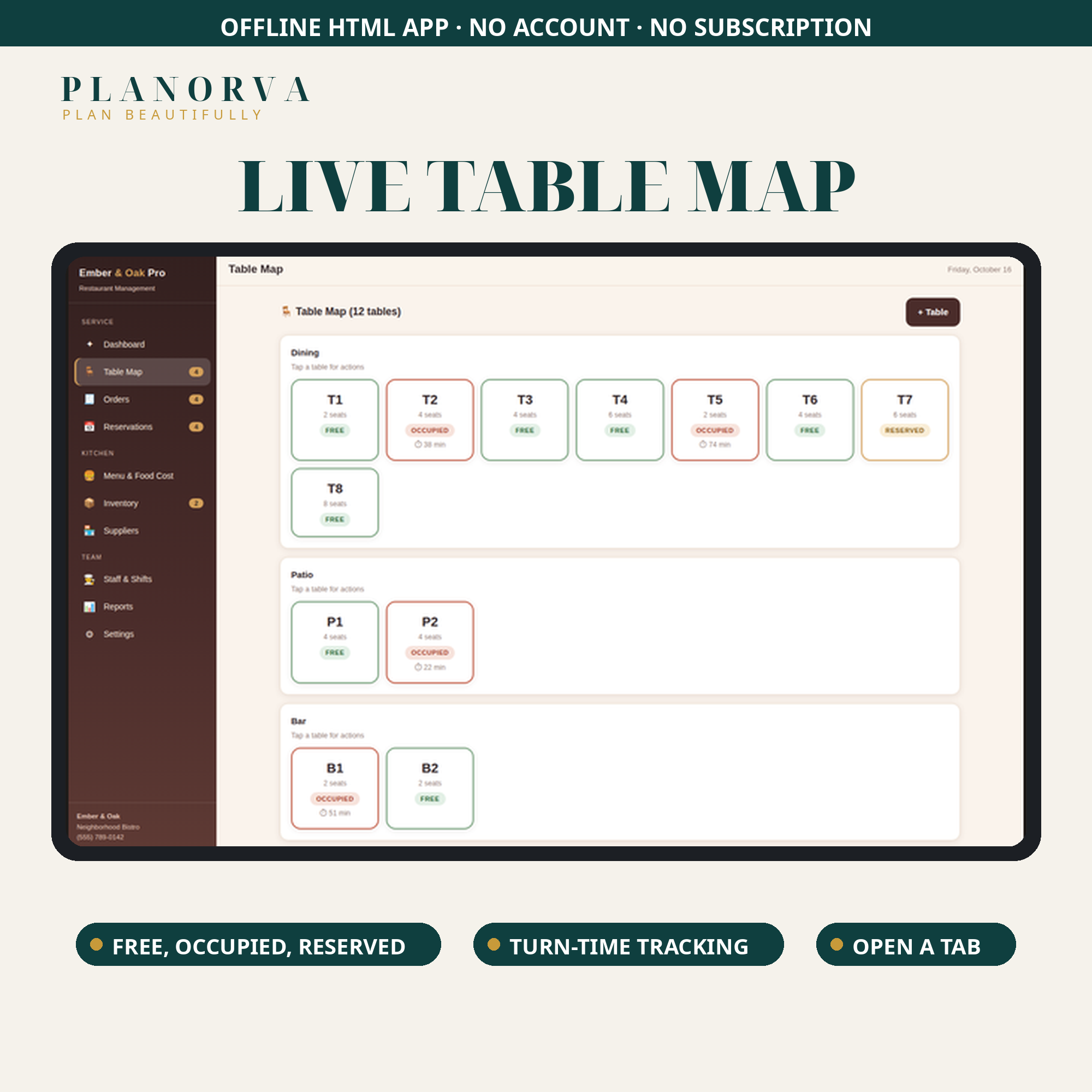 Restaurant Manager β Live Table Map, Tabs, Recipe Food Costs, Reservations and Staff Rota - Image 2
