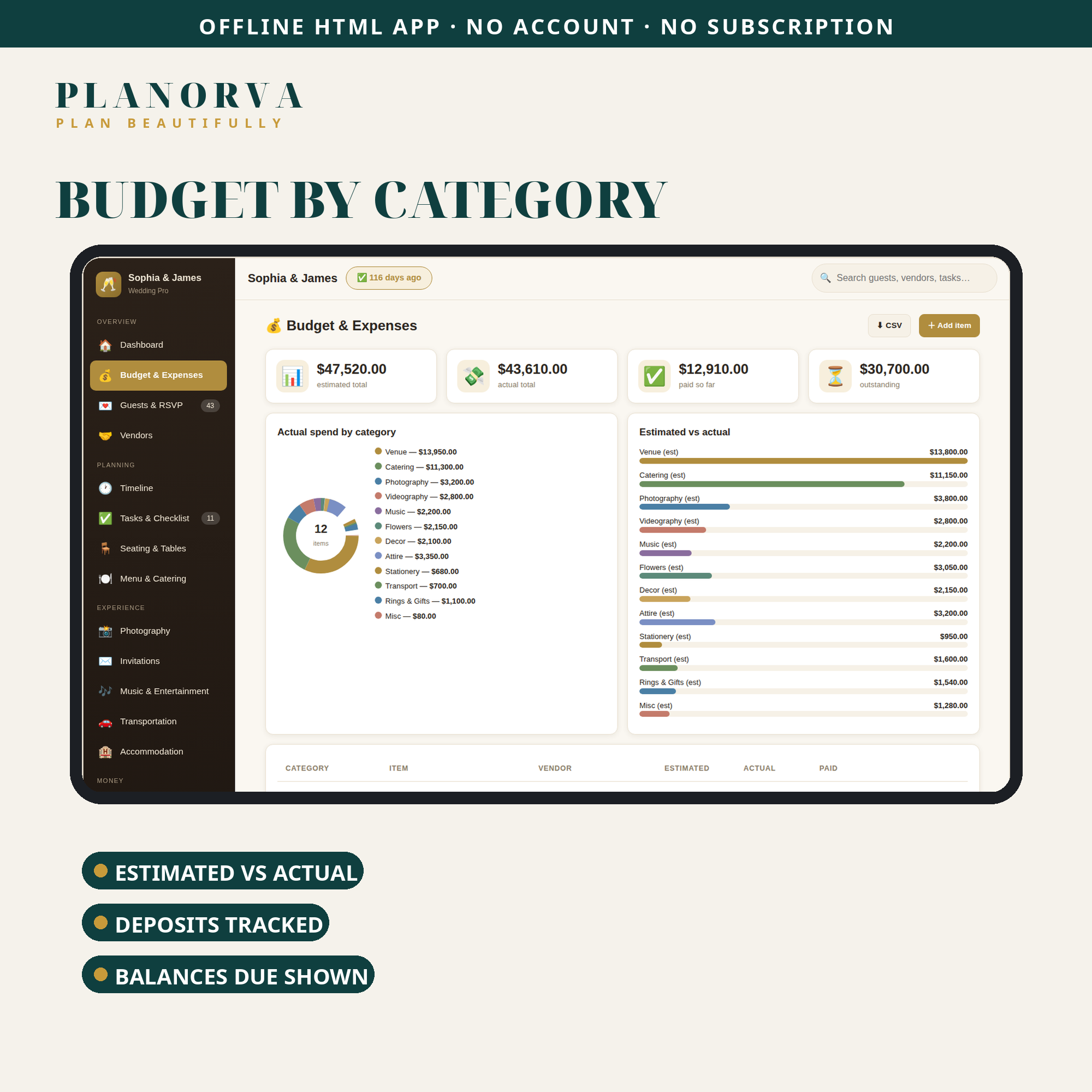 Wedding & Event Organizer — 16 Planning Modules in One Offline HTML File - Image 3