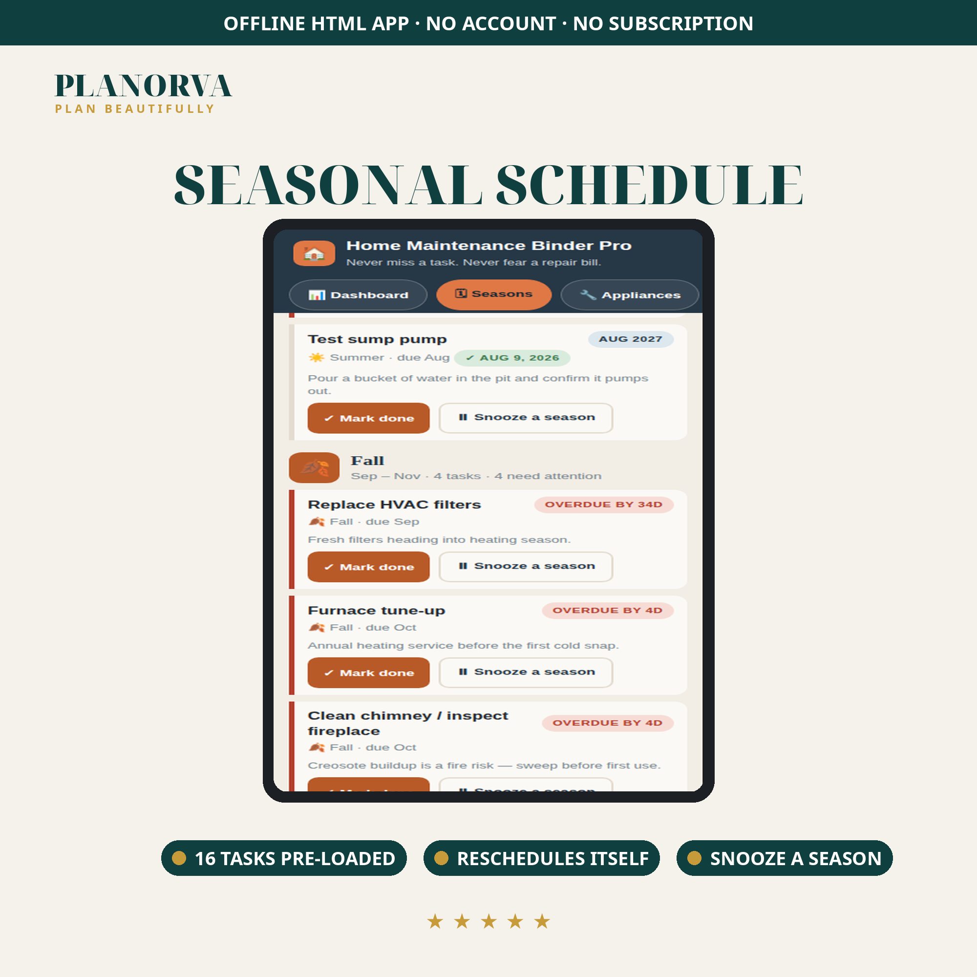 Home Maintenance Planner & Repair Log: Seasonal Tasks, Appliance Records and Warranty Alerts - Image 3