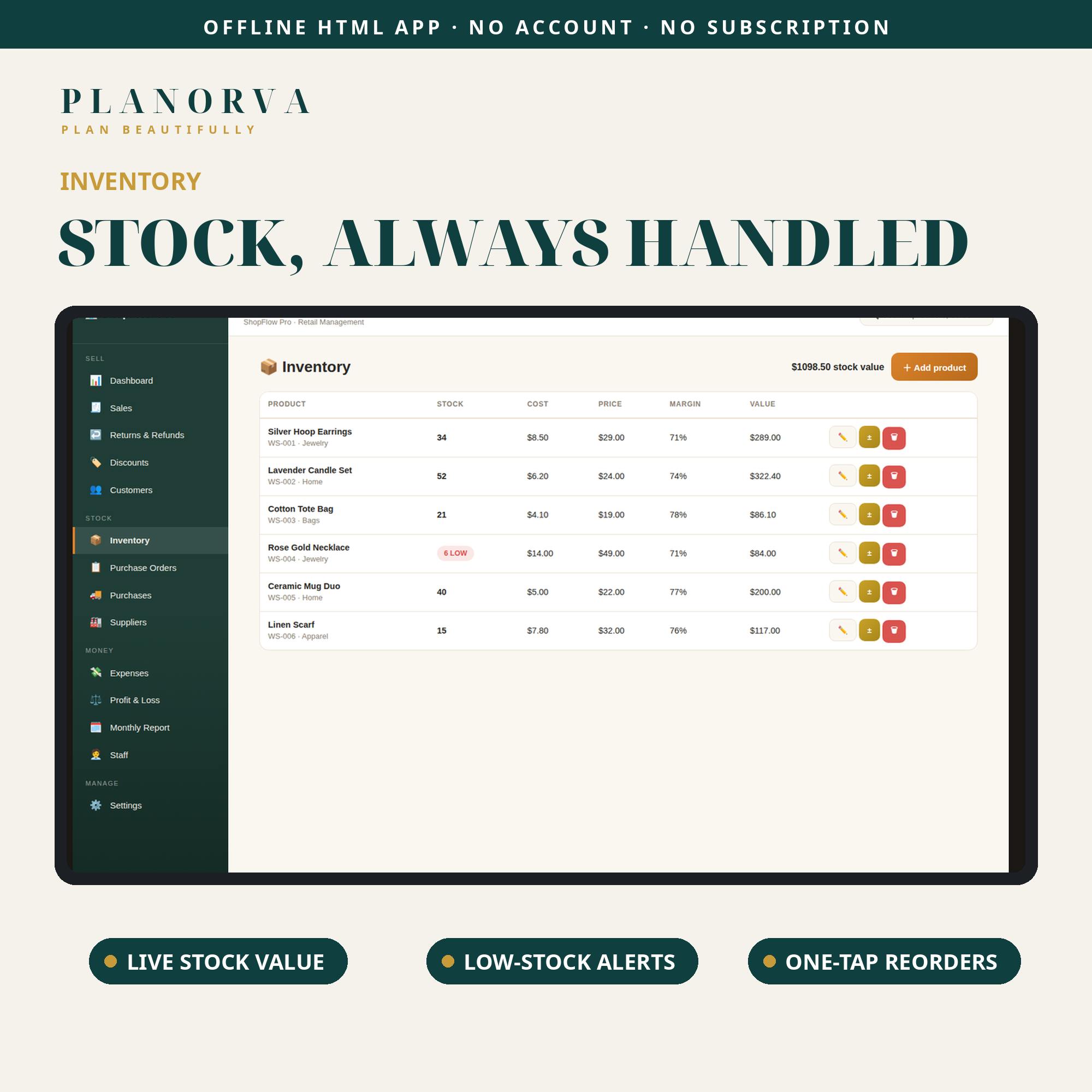Retail Shop Manager — Sales, Stock, Suppliers & Profit Tracking in One Offline File - Image 3