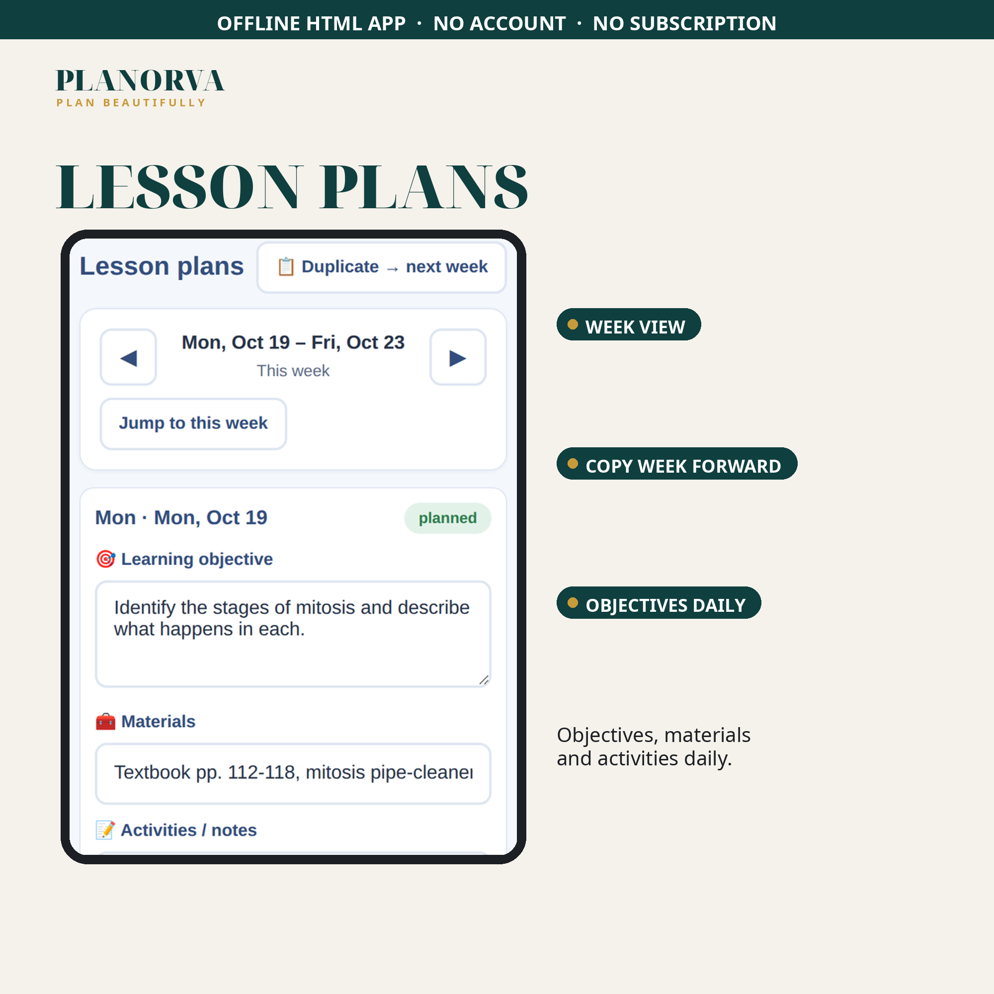 Teacher Planner & Organizer: Gradebook, Lesson Plans, Attendance and Parent Log in One File - Image 3
