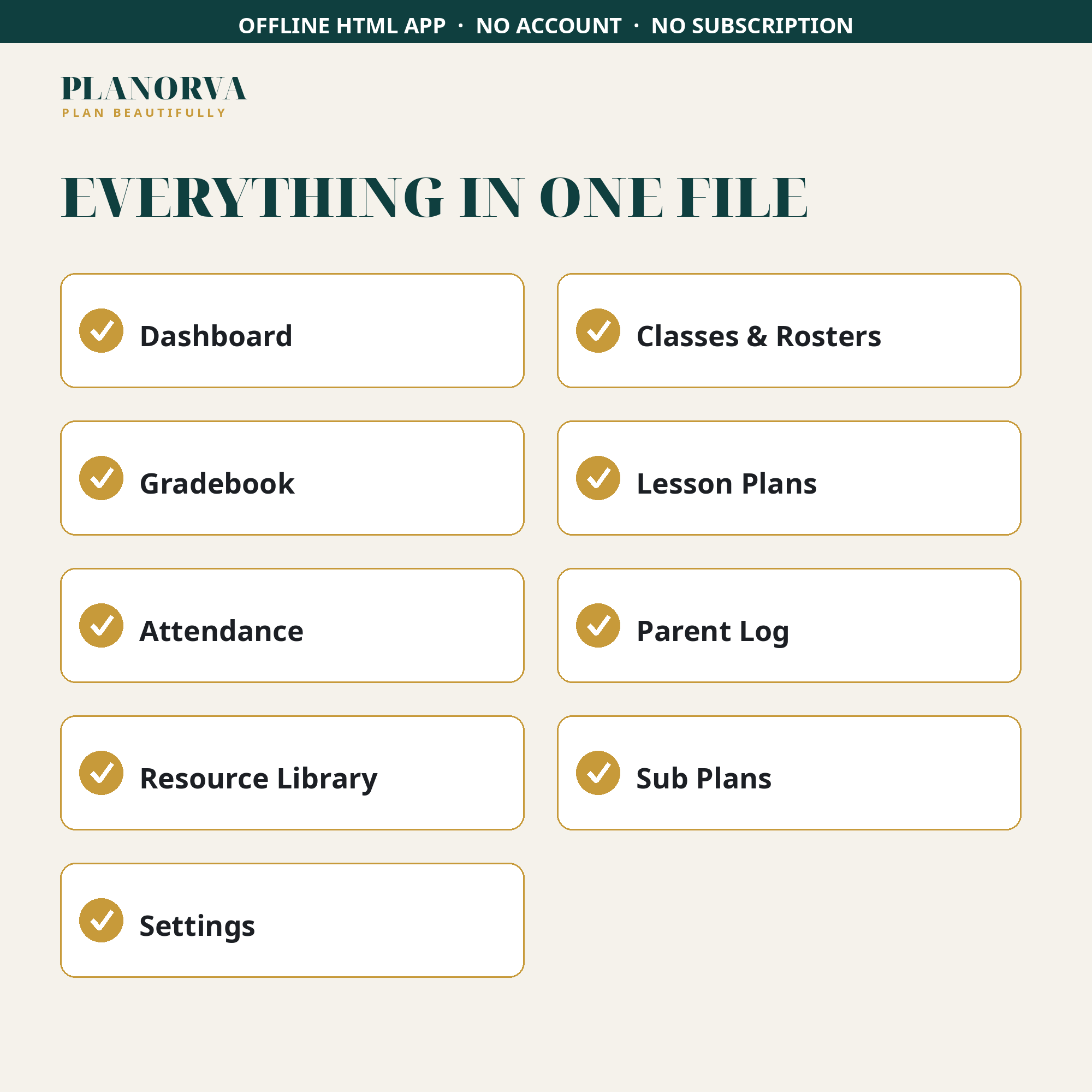 Teacher Planner & Organizer: Gradebook, Lesson Plans, Attendance and Parent Log in One File - Image 4