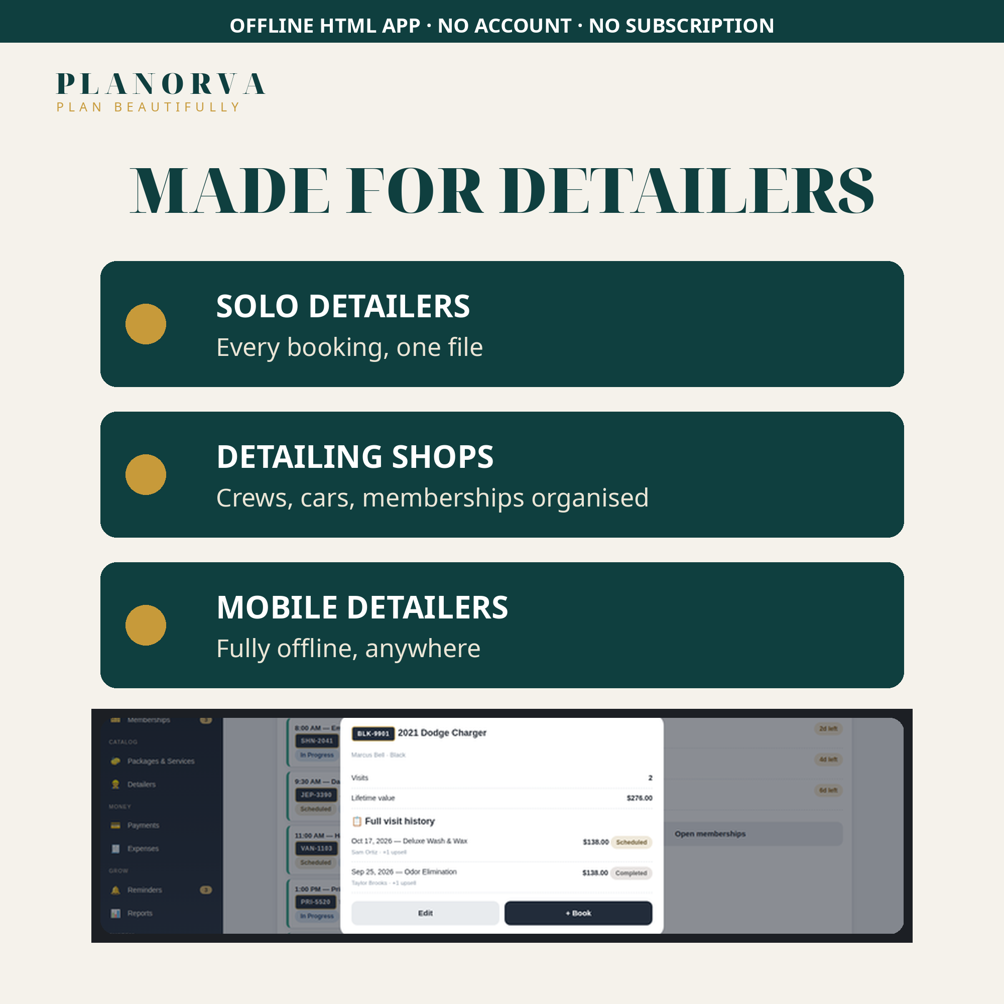 Car Detailing Business Manager — Bookings, Vehicle History & Memberships, Offline - Image 5