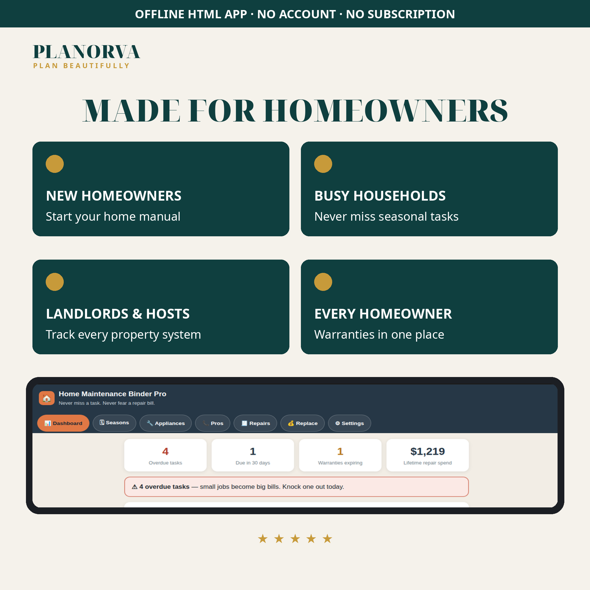 Home Maintenance Planner & Repair Log: Seasonal Tasks, Appliance Records and Warranty Alerts - Image 5