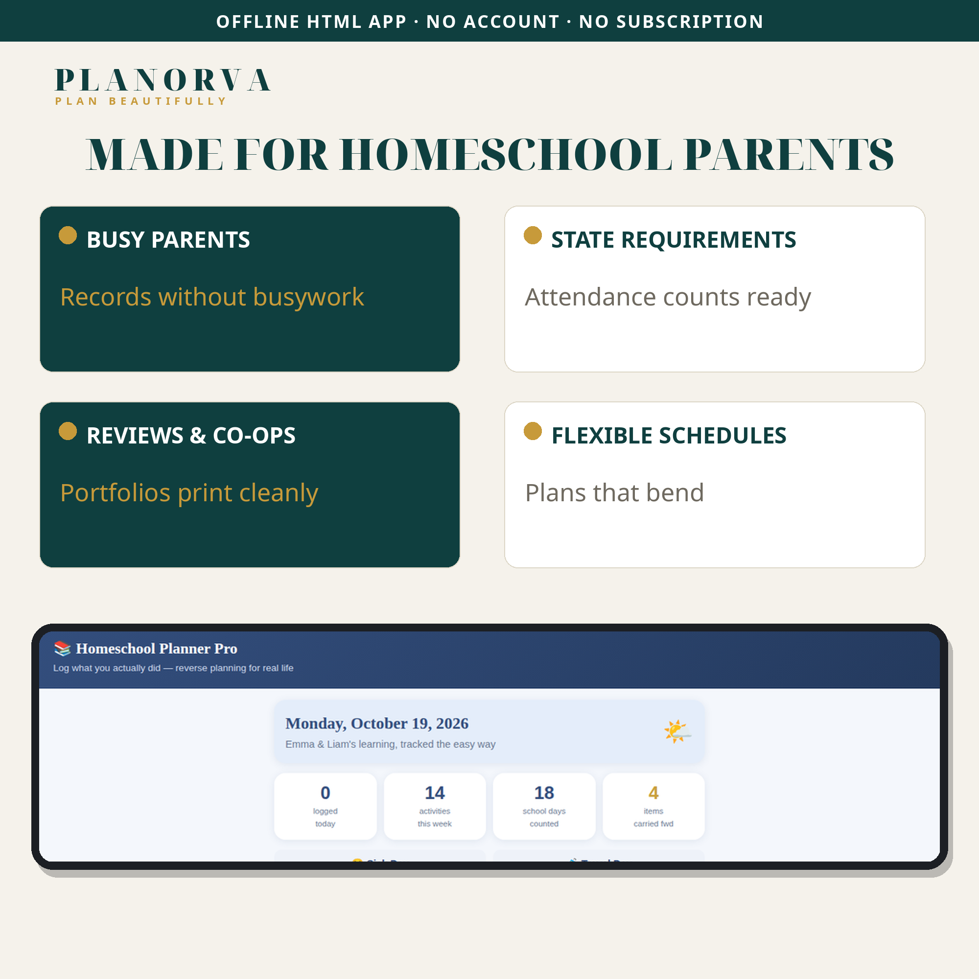 Homeschool Planner & Record Keeper: Daily Log, Attendance and Portfolio in One Offline File - Image 5