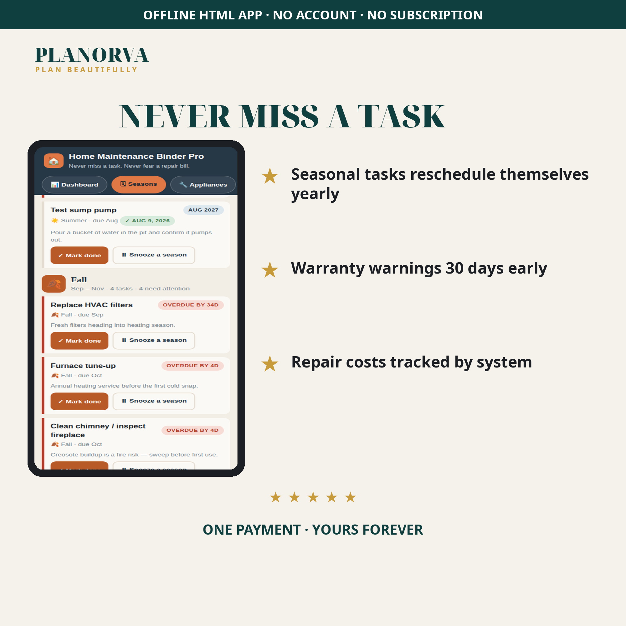 Home Maintenance Planner & Repair Log: Seasonal Tasks, Appliance Records and Warranty Alerts - Image 6