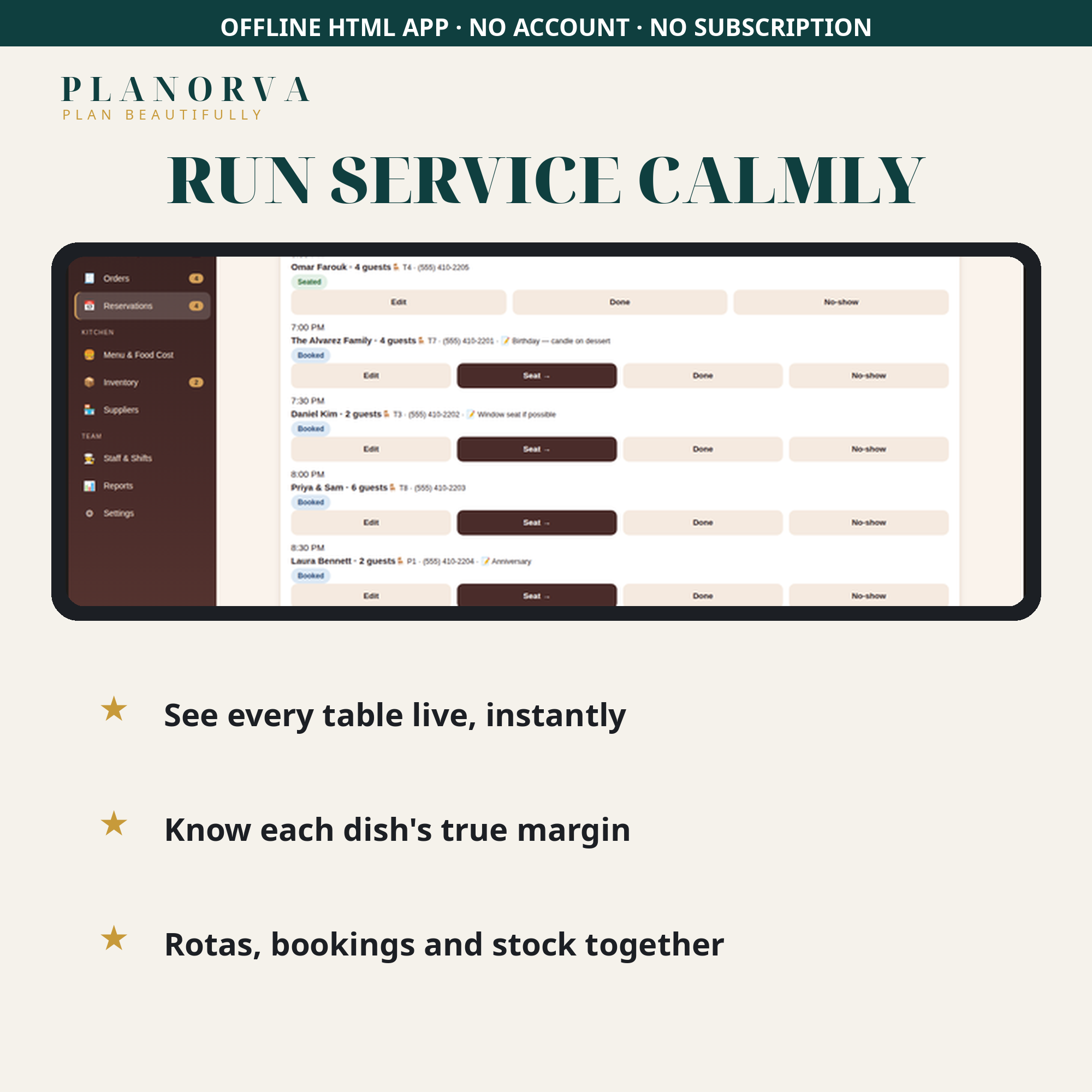 Restaurant Manager β Live Table Map, Tabs, Recipe Food Costs, Reservations and Staff Rota - Image 6