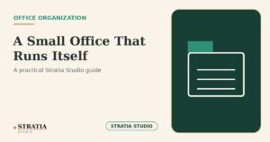 Featured image for a guide on building a small office organization system