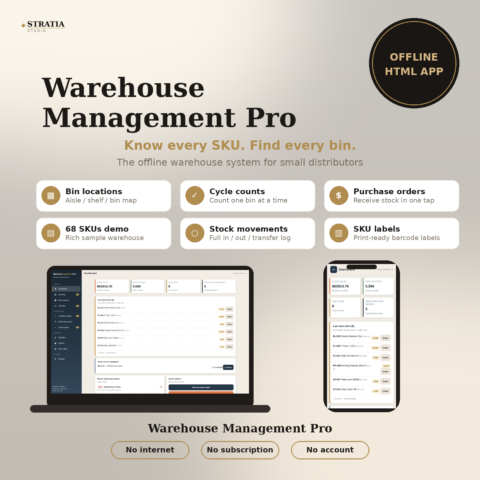 Warehouse Inventory Manager — Bin Locations, Cycle Counts & Stock Control, Offline
